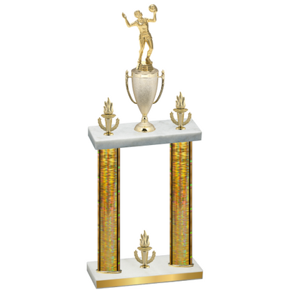 Double Gold Glacier Victory Volleyball Trophy