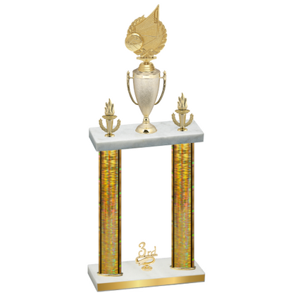 Double Gold Glacier Third Place Volleyball Trophy