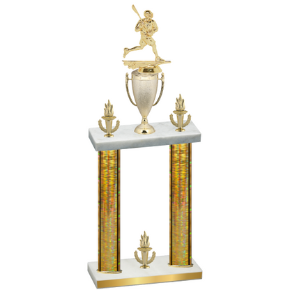 Double Gold Glacier Victory Lacrosse Trophy