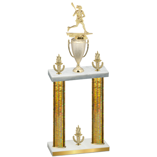 Double Gold Glacier Victory Lacrosse Trophy