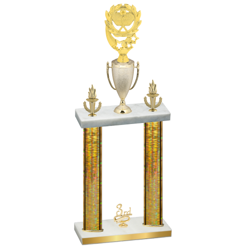 Double Gold Glacier Third Place Pickleball Trophy