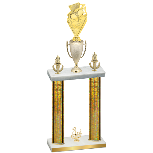Double Gold Glacier Third Place Pickleball Trophy