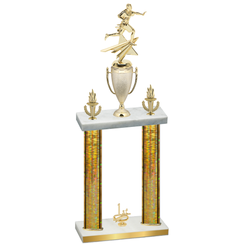 Double Gold Glacier First Place Flag Football Trophy
