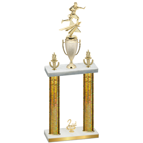 Double Gold Glacier Second Place Flag Football Trophy