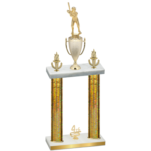 Double Gold Glacier Fourth Place Baseball Trophy