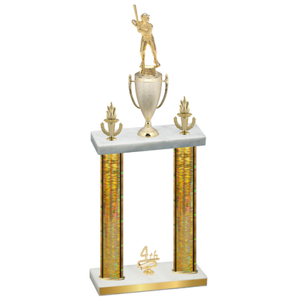 Double Gold Glacier Fourth Place Baseball Trophy