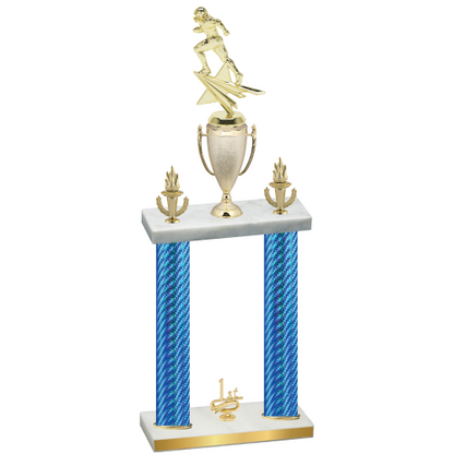 Double Blue Carbon Fiber First Place Football Trophy