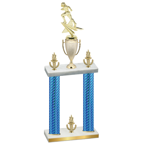 Double Blue Carbon Fiber Victory Football Trophy