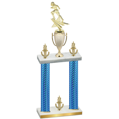 Double Blue Carbon Fiber Victory Football Trophy
