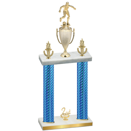 Double Blue Carbon Fiber Second Place Soccer Trophy