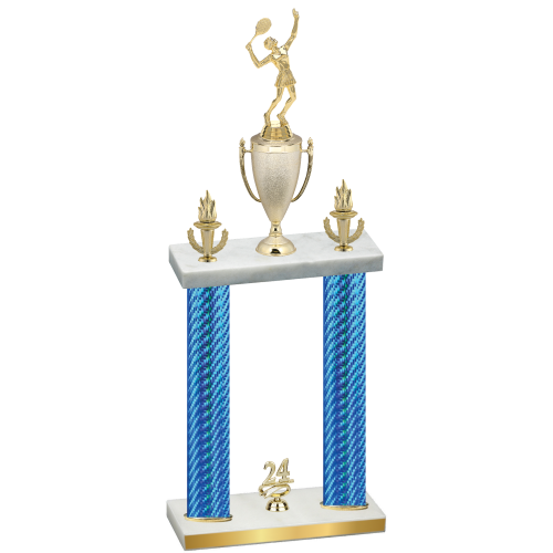 Double Blue Carbon Fiber Year Tennis Trophy
