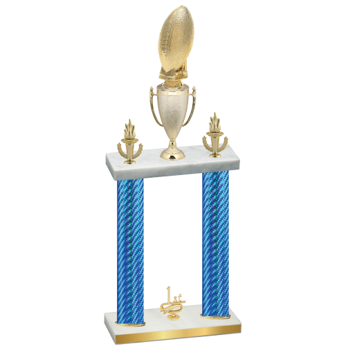 Double Blue Carbon Fiber First Place Football Trophy