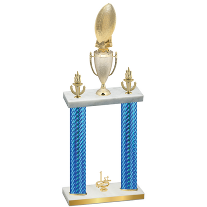 Double Blue Carbon Fiber First Place Football Trophy