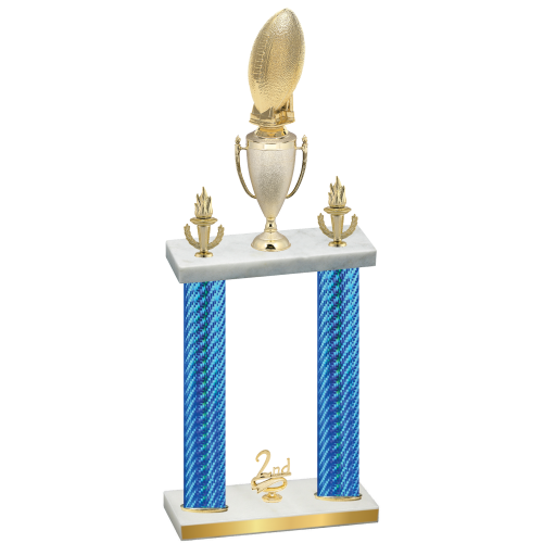 Double Blue Carbon Fiber Second Place Football Trophy