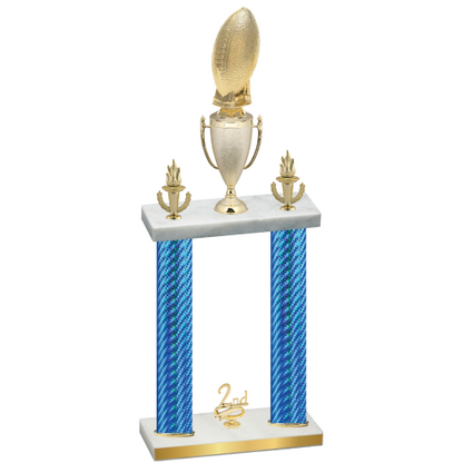 Double Blue Carbon Fiber Second Place Football Trophy