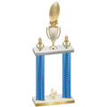Double Blue Carbon Fiber Fourth Place Football Trophy