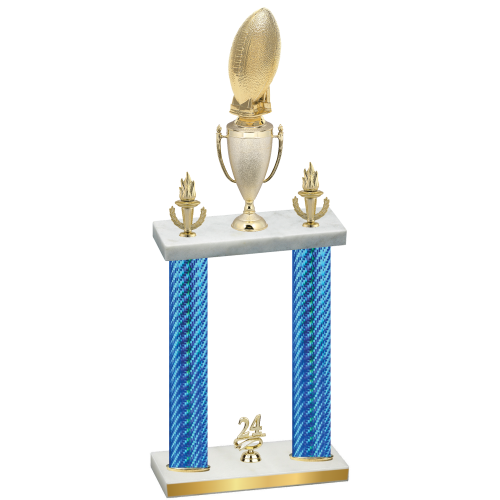 Double Blue Carbon Fiber Year Football Trophy