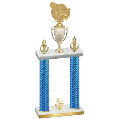 Double Blue Carbon Fiber Fourth Place Tennis Trophy