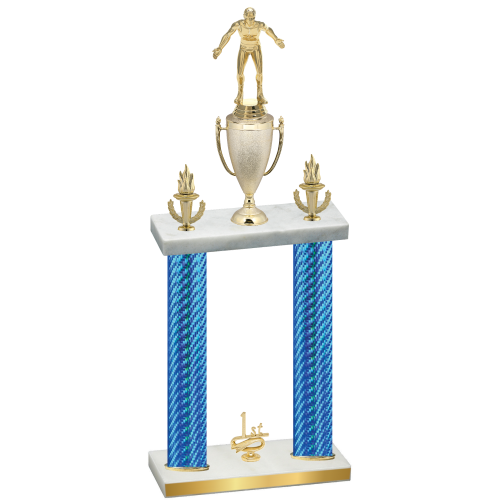 Double Blue Carbon Fiber First Place Wrestling Trophy