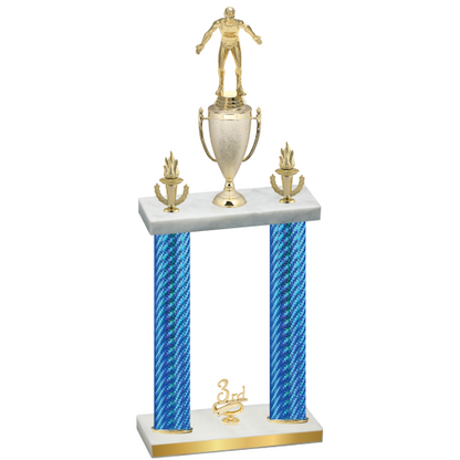 Double Blue Carbon Fiber Third Place Wrestling Trophy