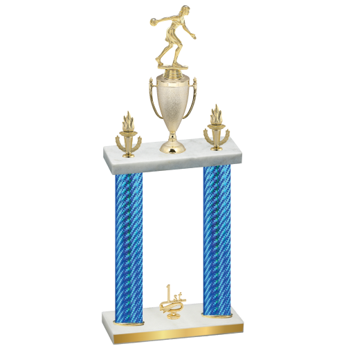 Double Blue Carbon Fiber First Place Bowling Trophy