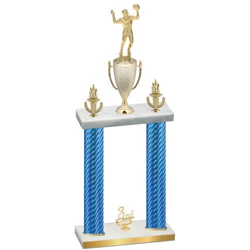 Double Blue Carbon Fiber Third Place Volleyball Trophy