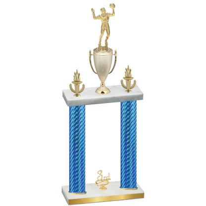Double Blue Carbon Fiber Third Place Volleyball Trophy