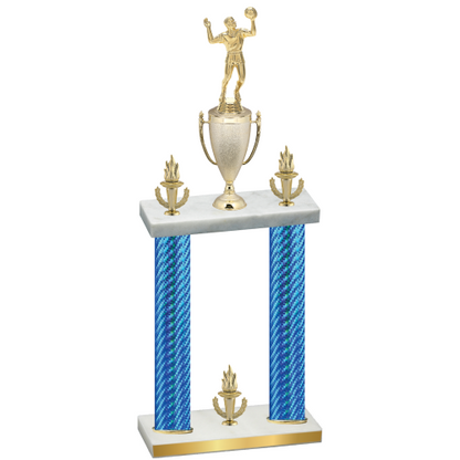 Double Blue Carbon Fiber Victory Volleyball Trophy