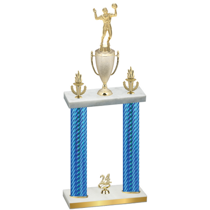 Double Blue Carbon Fiber Year Volleyball Trophy