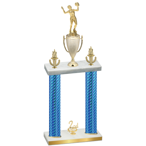 Double Blue Carbon Fiber Second Place Volleyball Trophy