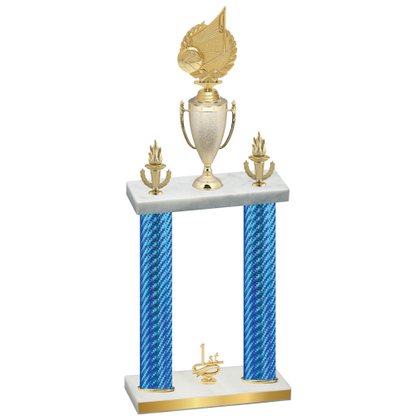 Double Blue Carbon Fiber First Place Volleyball Trophy