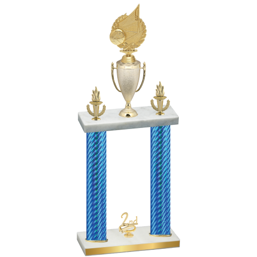 Double Blue Carbon Fiber Second Place Volleyball Trophy
