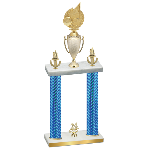 Double Blue Carbon Fiber Year Volleyball Trophy