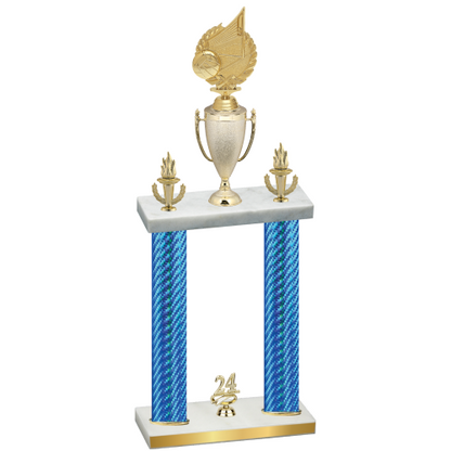 Double Blue Carbon Fiber Year Volleyball Trophy