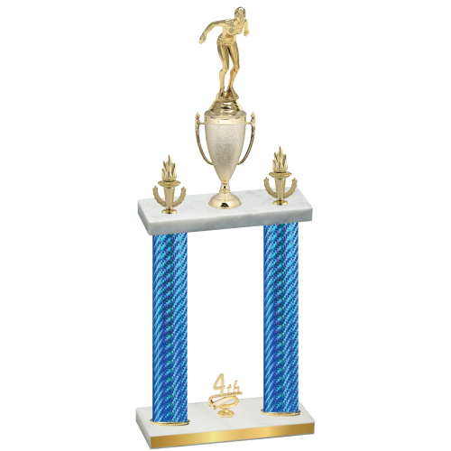 Double Blue Carbon Fiber Fourth Place Tennis Trophy