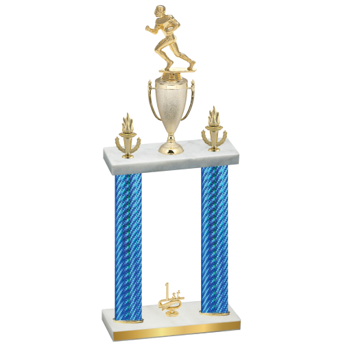 Double Blue Carbon Fiber First Place Football Trophy
