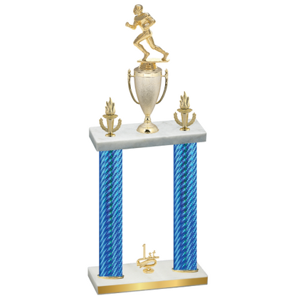 Double Blue Carbon Fiber First Place Football Trophy