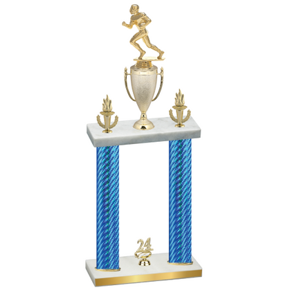 Double Blue Carbon Fiber Year Football Trophy