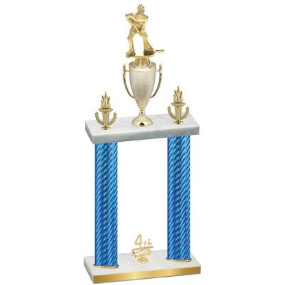 Double Blue Carbon Fiber Fourth Place Hockey Trophy
