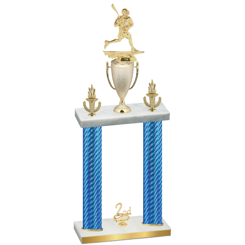 Double Blue Carbon Fiber Second Place Lacrosse Trophy