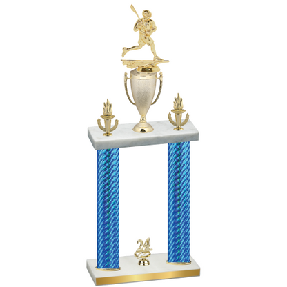 Double Blue Carbon Fiber Year Lacrosse Trophy