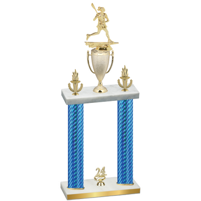 Double Blue Carbon Fiber Year Lacrosse Trophy