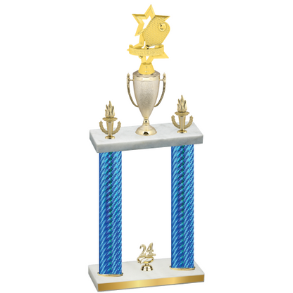 Double Blue Carbon Fiber Year Pickleball Trophy