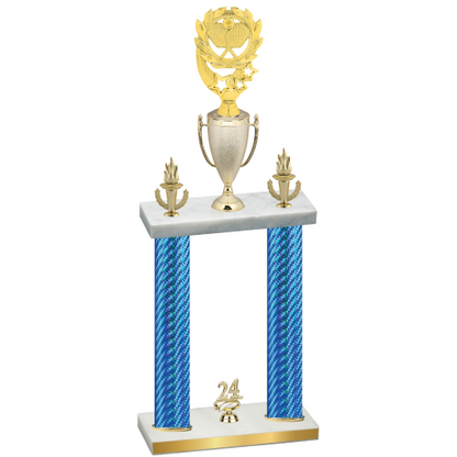 Double Blue Carbon Fiber Year Pickleball Trophy