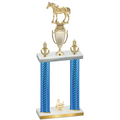 Double Blue Carbon Fiber Third Place Horses Trophy