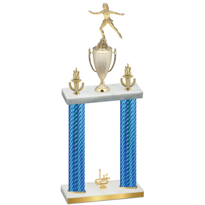 Double Blue Carbon Fiber First Place Skater Trophy