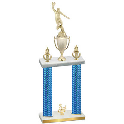 Double Blue Carbon Fiber Third Place Basketball Trophy