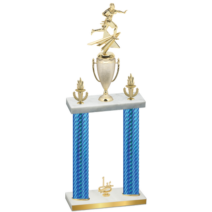 Double Blue Carbon Fiber First Place Flag Football Trophy
