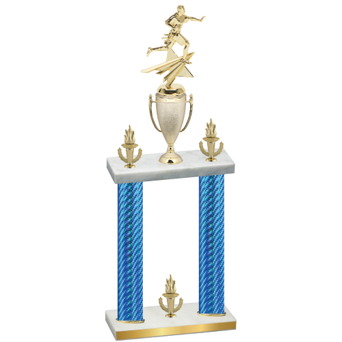 Double Blue Carbon Fiber Victory Flag Football Trophy