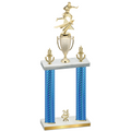 Double Blue Carbon Fiber Year Flag Football Trophy